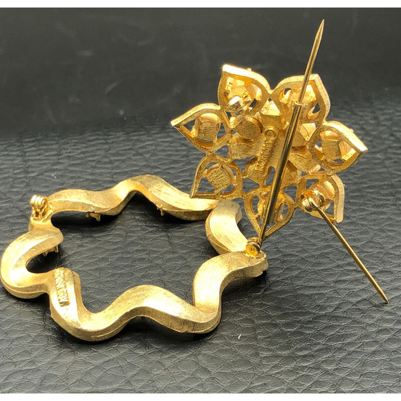 Vintage Sarah Coventry Brooch Starlit Trio 1970 Gold Tone 2-Part Pin Set EUC - Picture 5 of 11